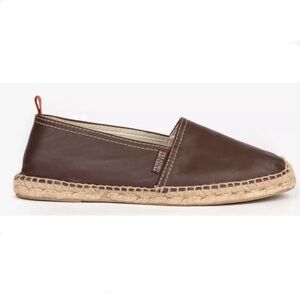 Penelope Chivers Flat Leather Espadrille, Bitter Chocolate, 39 (Men’s 7)